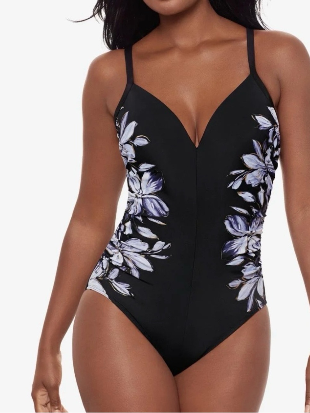 Miraclesuit temptation one piece swimsuit Fiore di Luna navy floral size 10